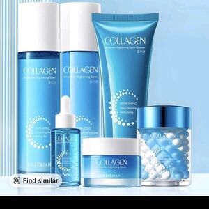 Collagen Moisture Brightening Skincare Set — Blue 6 Pc Gift Set